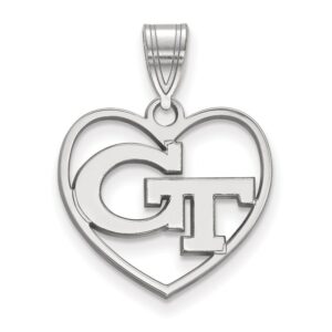 Women's Georgia Tech Yellow Jackets Sterling Silver Logo Heart Pendant