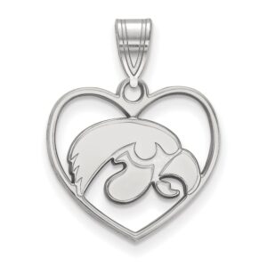 Women's Iowa Hawkeyes Sterling Silver Logo Heart Pendant