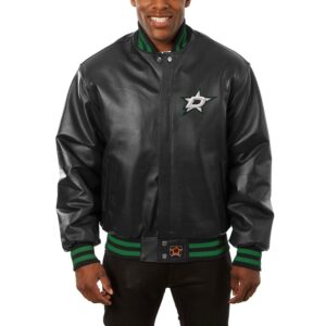 Men's JH Design Black Dallas Stars Big & Tall All-Leather Jacket