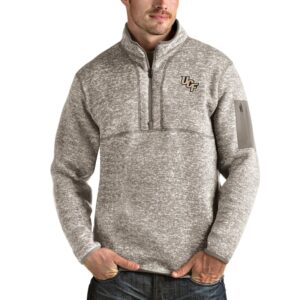 Men's Antigua Oatmeal UCF Knights Fortune Half-Zip Pullover Jacket