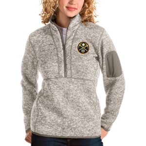 Women's Antigua Natural Denver Nuggets Fortune Quarter-Zip Pullover Jacket