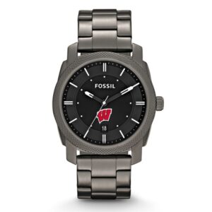 Fossil Wisconsin Badgers Machine Smoke Stainless Steel Watch