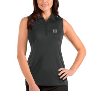 Women's Antigua Charcoal Hawaii Warriors Tribute Sleeveless Polo