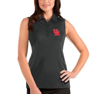 Women's Antigua Charcoal Houston Cougars Tribute Sleeveless Polo