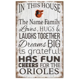 Baltimore Orioles Personalized 11" x 19" In This House Sign