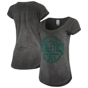 Women's 5th & Ocean by New Era Charcoal Athletics Reverse Scoop Neck T-Shirt