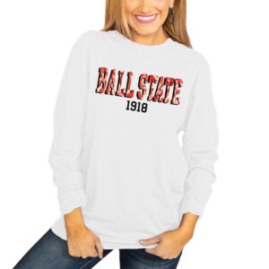 Women's White Ball State Cardinals No Time to Tie Dye Long Sleeve T-Shirt