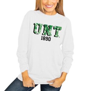 Women's White North Texas Mean Green No Time to Tie Dye Long Sleeve T-Shirt