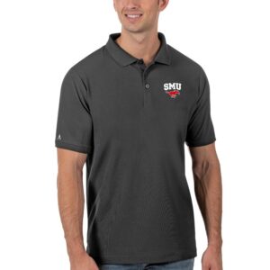 Men's Antigua Anthracite SMU Mustangs Legacy Pique Polo