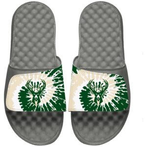 ISlide Gray Milwaukee Bucks Tie Dye Slide Sandals
