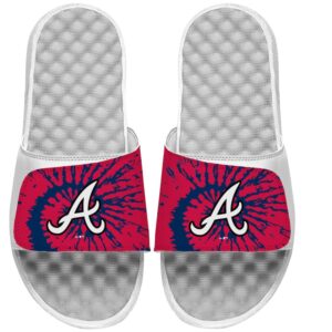 Youth ISlide White Atlanta Braves Tie Dye Slide Sandals
