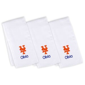Infant White New York Mets Personalized Burp Cloth Three-Pack