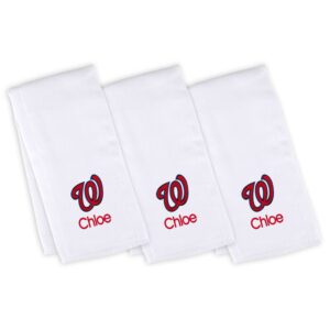 Infant White Washington Nationals Personalized Burp Cloth Three-Pack