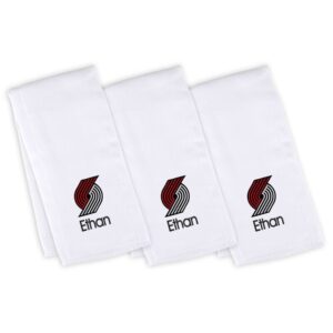 Infant White Portland Trail Blazers Personalized Burp Cloth Three-Pack