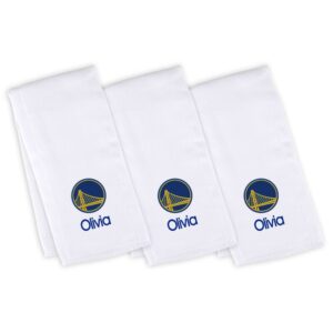 Infant White Golden State Warriors Personalized Burp Cloth Three-Pack