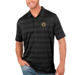 Men's Antigua Black Boston Bruins Compass Polo