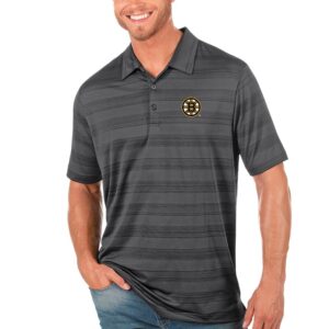 Men's Antigua Charcoal Boston Bruins Compass Polo