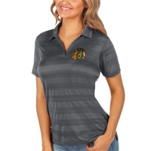 Women's Antigua Charcoal Chicago Blackhawks Compass Polo