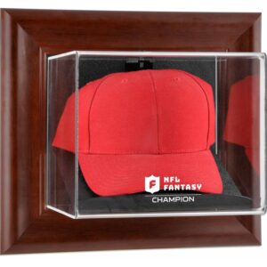 Brown Framed NFL Fantasy Football Champion Wall-Mountable Cap Team Logo Display Case