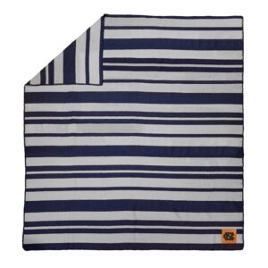 North Carolina Tar Heels Acrylic Stripe Blanket with Faux Leather Logo Patch