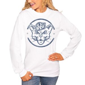 Women's White BYU Cougars End Zone Long Sleeve T-Shirt