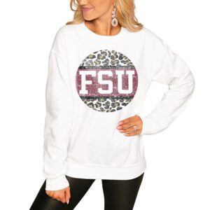 Women's White Florida State Seminoles Scoop & Score Pullover Sweatshirt