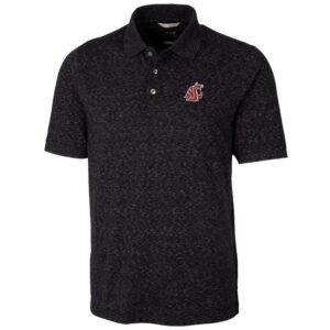 Men's Cutter & Buck Black Washington State Cougars Big & Tall Advantage Space Dye Polo