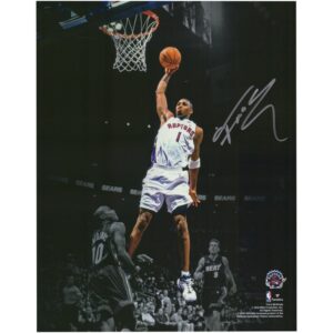 Tracy McGrady Toronto Raptors Autographed 11" x 14" Spotlight Dunk vs. Miami Heat Photograph