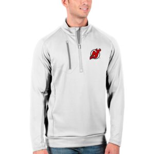 Men's Antigua White/Silver New Jersey Devils Generation Quarter-Zip Pullover Jacket