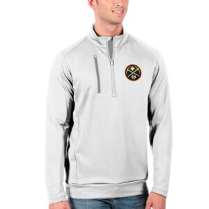 Men's Antigua White Denver Nuggets Generation Quarter-Zip Pullover Jacket