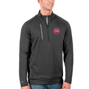 Men's Antigua Charcoal Detroit Pistons Generation Quarter-Zip Pullover Jacket