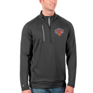 Men's Antigua Charcoal New York Knicks Generation Quarter-Zip Pullover Jacket