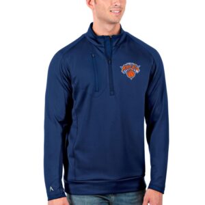 Men's Antigua Blue New York Knicks Generation Quarter-Zip Pullover Jacket