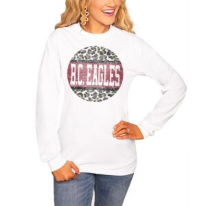 Women's White Boston College Eagles Scoop & Score Long Sleeve T-Shirt