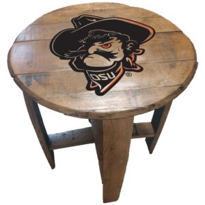 Oklahoma State Cowboys Team Logo Oak Barrel Table