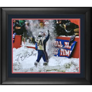 Tedy Bruschi New England Patriots Framed Autographed 16" x 20" Snow Celebration Photograph