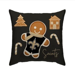 New Orleans Saints Gingerbread Holiday 20'' x 20'' Pillow Cover