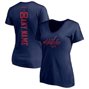 Women's Navy Washington Capitals Personalized Name & Number One Color V-Neck T-Shirt