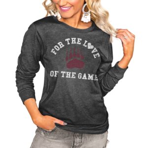 Women's Charcoal Montana Grizzlies For the Love Luxe Boyfriend Long Sleeve T-Shirt