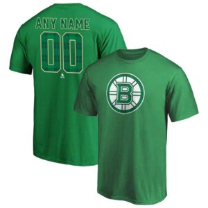 Men's Green Boston Bruins Emerald Plaid Personalized Name & Number T-Shirt