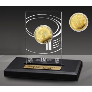 Highland Mint Chicago Blackhawks 6-Time Stanley Cup Champions Acrylic Gold Coin Desk Top Display
