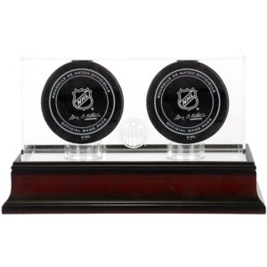 Edmonton Oilers Mahogany Two Hockey Puck Logo Display Case