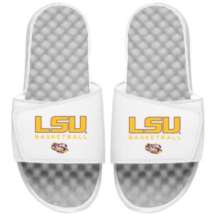 Men's ISlide White LSU Tigers Basketball Wordmark Slide Sandals