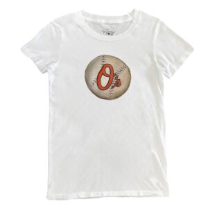 Women's Tiny Turnip White Baltimore Orioles Stitched Baseball T-Shirt