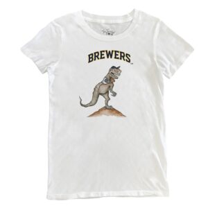 Women's Tiny Turnip White Milwaukee Brewers TT Rex T-Shirt