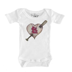 Infant Tiny Turnip White St. Louis Cardinals Heart Bat Bodysuit