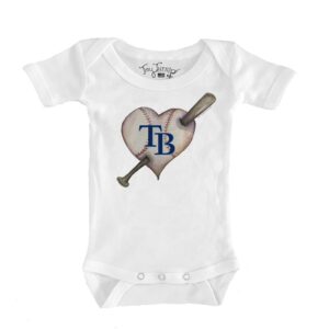 Infant Tiny Turnip White Tampa Bay Rays Heart Bat Bodysuit