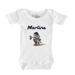 Infant Tiny Turnip White Miami Marlins Kate the Catcher Bodysuit