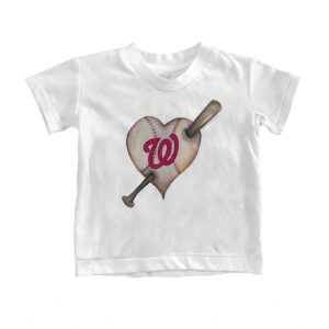 Infant Tiny Turnip White Washington Nationals Heart Bat T-Shirt