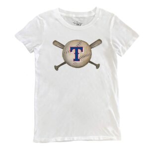Women's Tiny Turnip White Texas Rangers Baseball Crossbats T-Shirt